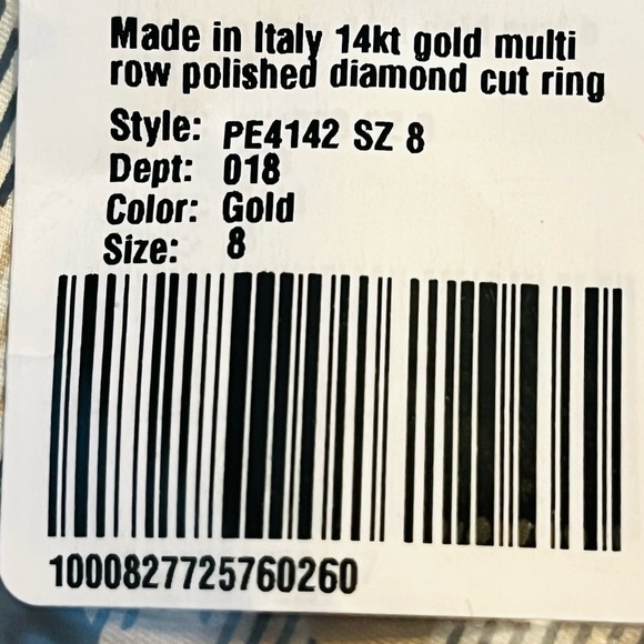 MIA FIORE Made In Italy 14kt Gold Multi Row Polished Diamond Cut Ring Size 8 NEW - Picture 13 of 13